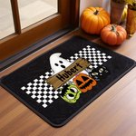 Paillasson Personnalisé avec Texte et Motif Fantôme Citrouilles Décoration à l'Intérieur Cadeau Halloween Fête pour Famille