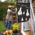 Bandiera personalizzata dell'oca fantasma Bandiera di Halloween per i membri della famiglia con nomi Regalo di Halloween per la famiglia