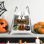 Personalised Funny Halloween Ghost Pumpkin Drawstring Bag Spooky Treat Bag Backpack Bag Halloween Gift for Kids Children Friends