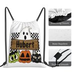 Personalised Funny Halloween Ghost Pumpkin Drawstring Bag Spooky Treat Bag Backpack Bag Halloween Gift for Kids Children Friends