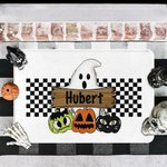 Paillasson Personnalisé avec Texte et Motif Fantôme Citrouilles Décoration à l'Intérieur Cadeau Halloween Fête pour Famille