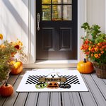 Paillasson Personnalisé avec Texte et Motif Fantôme Citrouilles Décoration à l'Intérieur Cadeau Halloween Fête pour Famille