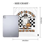 Personalized Pumpkin Trick or Treat Candy Drawstring Bag Halloween Ghost Skeleton Backpack with Checkerboard Halloween Birthday Party Gift