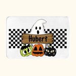 Paillasson Personnalisé avec Texte et Motif Fantôme Citrouilles Décoration à l'Intérieur Cadeau Halloween Fête pour Famille