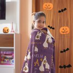 Halloween Fantasma Calabaza Ganso Manta suave personalizada con nombre Regalo de Halloween para niños