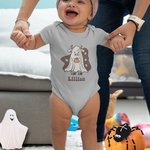 Personlig baby ko spöke med pumpa Onesie Bodysuit Halloween Baby Shower Present till baby