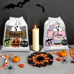 Personalised Funny Halloween Ghost Pumpkin Drawstring Bag Spooky Treat Bag Backpack Bag Halloween Gift for Kids Children Friends