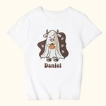 Personalizada Halloween Vaca Fantasma Niño Camiseta Calabaza y Fantasma Divertida Camiseta Corta Fiesta de Halloween Camisa Animal Fiesta de Cumpleaño