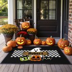 Paillasson Personnalisé avec Texte et Motif Fantôme Citrouilles Décoration à l'Intérieur Cadeau Halloween Fête pour Famille