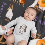 Halloween Fantasma Calabaza Ganso Manta suave personalizada con nombre Regalo de Halloween para niños