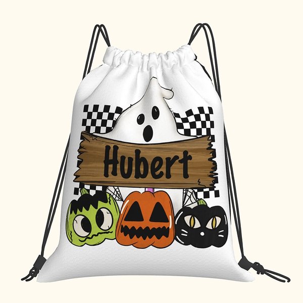 Personalized Funny Halloween Ghost Pumpkin Drawstring Bag Spooky Treat Bag Backpack Bag Halloween Gift for Kids Children Friends