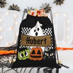Personalised Funny Halloween Ghost Pumpkin Drawstring Bag Spooky Treat Bag Backpack Bag Halloween Gift for Kids Children Friends