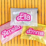 Personalised Pink Curved Font Waterproof Beach Cosmetic Bag Toiletry Bag with Name Bridesmaid Bachelorette Party Wedding Gift for Her