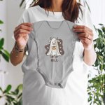 Personlig baby ko spöke med pumpa Onesie Bodysuit Halloween Baby Shower Present till baby