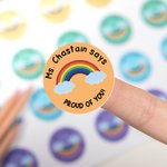 Personalised Cute Rainbow Super Star Teacher Reward Stickers with Name Waterproof Teaching Materials Gift for Teacher
