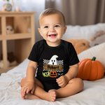 Personlig Halloween Ghost Kortärmad Baby Onesie Mjuk Fall Spooky Outfit Halloween Present för nyfödd till spädbarn