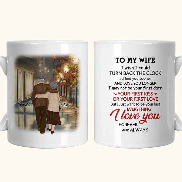 Gepersonaliseerde Your First Kiss Or Your First Love Keramische C-type handvat Mok Verjaardag Memorial Gift Verjaardagscadeau voor paar