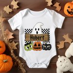 Personlig Halloween Ghost Kortärmad Baby Onesie Mjuk Fall Spooky Outfit Halloween Present för nyfödd till spädbarn