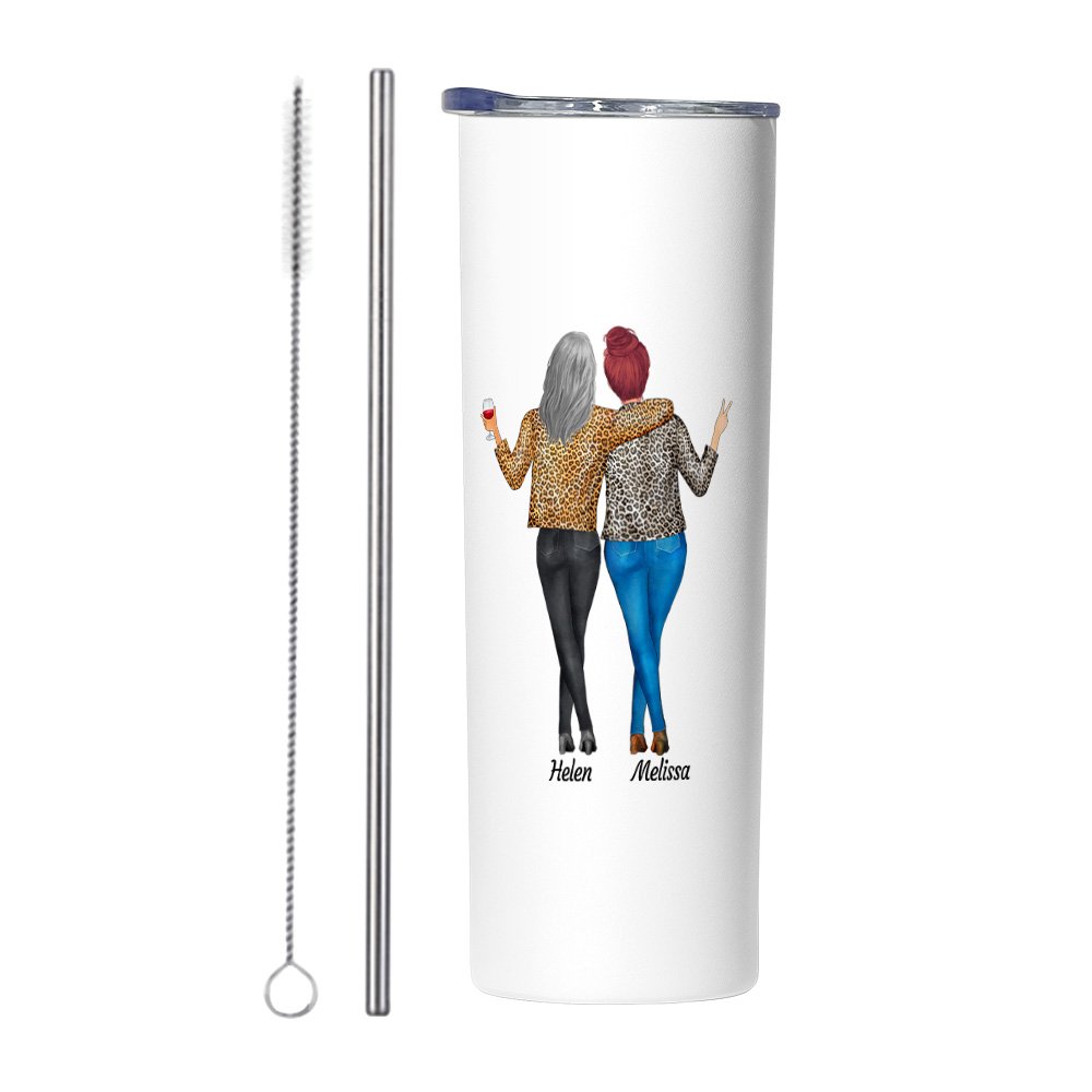 Vaso recto de acero inoxidable con pajita personalizado My Sister Has An Awesome Sister Regalo para hermanas 1