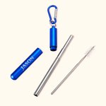 Personalized Reusable Drinking Straw Collapsible Telescopic Stainless Steel Straw with Brush Portable Keychain Birthday Gift for Environmentalist