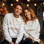 Felpa a girocollo personalizzata Halloween Goose Ghost Farm con nome Regalo divertente e spettrale per gli amanti delle oche in famiglia