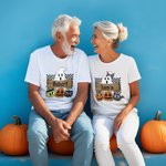 Maglietta personalizzata con nome e cognome Halloween Ghost Pumpkin, regalo di Halloween per la famiglia e gli amici.