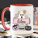 Personalizada Spooky Fantasma Calabaza 11oz Taza de Cerámica Halloween Trick or Treat Regalo para la Fiesta Decoración del Hogar