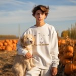 Felpa a girocollo personalizzata Halloween Goose Ghost Farm con nome Regalo divertente e spettrale per gli amanti delle oche in famiglia