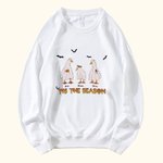 Felpa a girocollo personalizzata Halloween Goose Ghost Farm con nome Regalo divertente e spettrale per gli amanti delle oche in famiglia