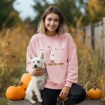 Felpa a girocollo personalizzata Halloween Goose Ghost Farm con nome Regalo divertente e spettrale per gli amanti delle oche in famiglia