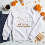 Felpa a girocollo personalizzata Halloween Goose Ghost Farm con nome Regalo divertente e spettrale per gli amanti delle oche in famiglia