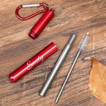 Personalized Reusable Drinking Straw Collapsible Telescopic Stainless Steel Straw with Brush Portable Keychain Birthday Gift for Environmentalist