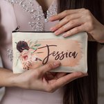 Personalizada con monograma de lona bolsa de cosméticos bolsa de maquillaje regalo de boda para la dama de honor