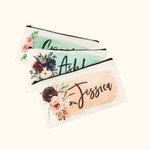 Personalizada con monograma de lona bolsa de cosméticos bolsa de maquillaje regalo de boda para la dama de honor