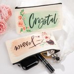 Personalizada con monograma de lona bolsa de cosméticos bolsa de maquillaje regalo de boda para la dama de honor