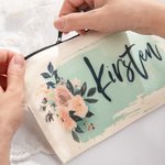 Personalizada con monograma de lona bolsa de cosméticos bolsa de maquillaje regalo de boda para la dama de honor