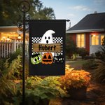 Bandiera da giardino personalizzata Hippie Fantasma Zucca Halloween Regali per la famiglia Decorazione da giardino di Halloween all'aperto Arte da gia