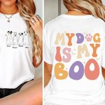 Personalized My Dog Is My Boo T-shirt Halloween Ghost Dog Shirt Spooky Season Short Sleeve Tee Halloween Party Favor Birthday Gift for Dog Lover