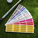 Personalised Set of 16 Multi-color Waterproof Vinyl Stickers Golf Tennis Badminton Club Labels with Name and Number Gift for Golf Lovers
