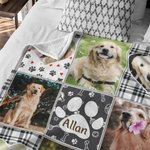 Gepersonaliseerde Hond Puppy Fotocollage Zachte Deken met Naam Verjaardag Gedenkcadeau voor Huisdierliefhebbers