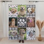 Gepersonaliseerde Hond Puppy Fotocollage Zachte Deken met Naam Verjaardag Gedenkcadeau voor Huisdierliefhebbers