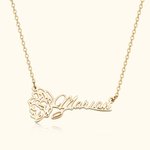 Personalized Name Necklace with Birth Flower Mother's Day Birthday Day Floral Jewellery Gift for Women