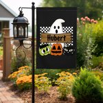 Bandiera da giardino personalizzata Hippie Fantasma Zucca Halloween Regali per la famiglia Decorazione da giardino di Halloween all'aperto Arte da gia