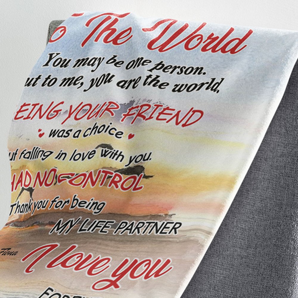 Voor de wereld ben je misschien maar één persoon, maar voor mij ben je de hele wereld Trouwdeken 4