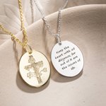 Personalized Engraved Cross Name Necklace with Birth Flower Birthday Mother's Day Gift for Her