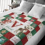 Gepersonaliseerde Zachte Flanellen Sherpa Kerstman en Herten Deken met Naam Kerstcadeau voor Familie of Vriend