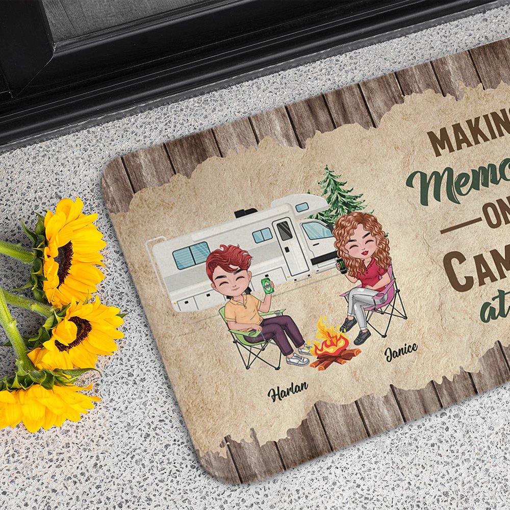Personalised Making Memories One Campsite at a Time Door Mat Valentine's Day Birthday Gift for Couples 4