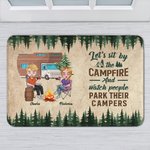 Personalized Let's Sit by the Campfire and Watch People Park Their Campers Door Mat Valentine's Day Gift for Camping Couples