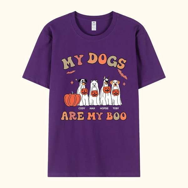 Maglietta personalizzata divertente Halloween cane fantasma zucche Il mio cane è il mio Boo Regalo autunnale di Halloween per gli amanti dei cani