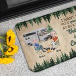Personalized I Want to Hold Your Hand at 80 and Say Baby Let's Go Camping Door Mat Gift for Camping Couples